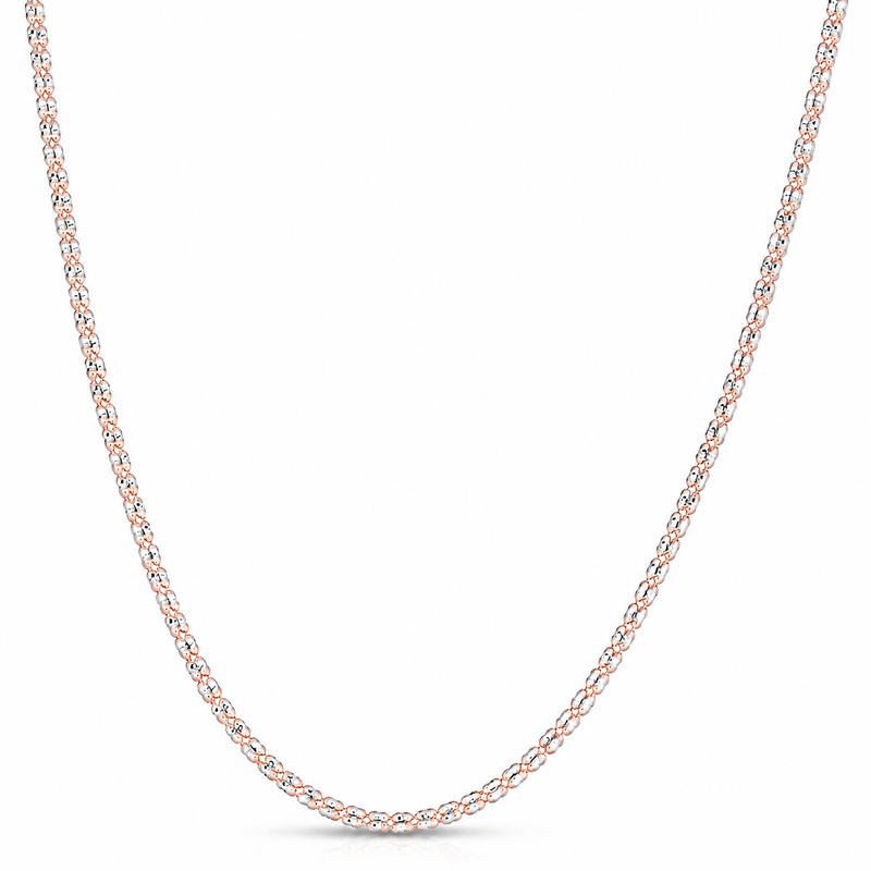 3mm ice chain in 925 sterling silver, rose gold plated, made in Italy
