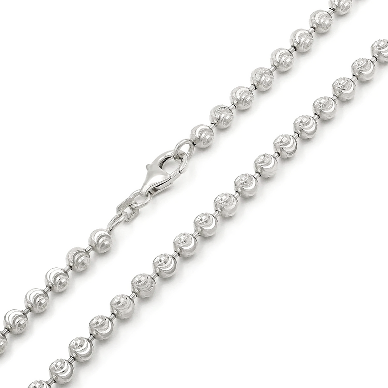 4mm moon-cut chain in 925 sterling silver, rhodium plated, made in Italy