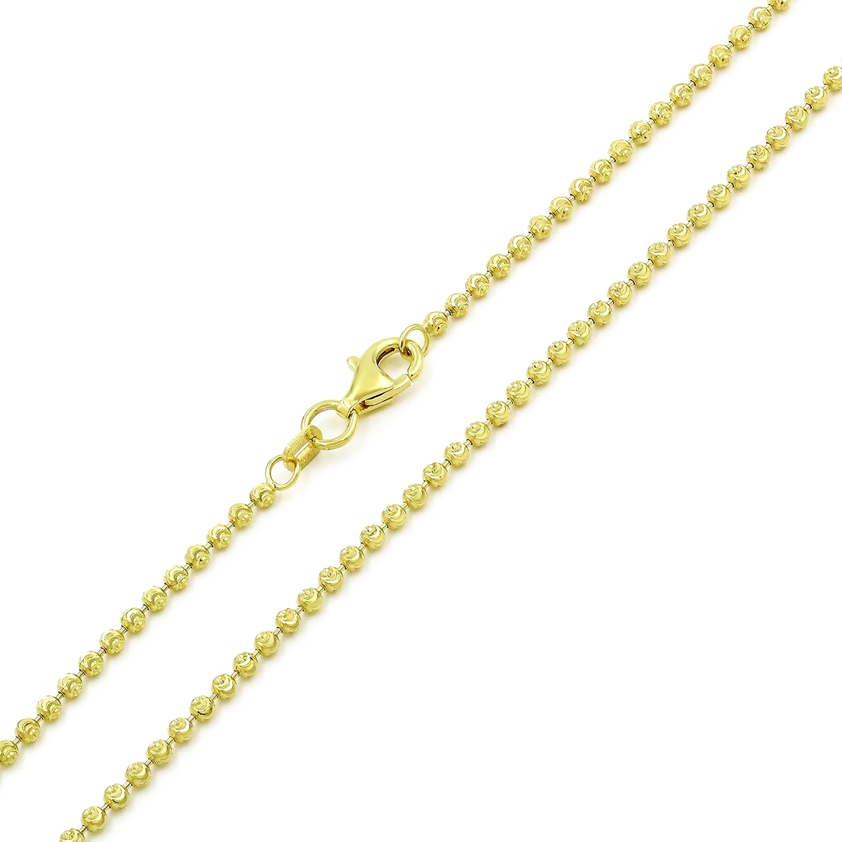 2mm moon-cut chain in 925 sterling silver, gold plated, made in Italy