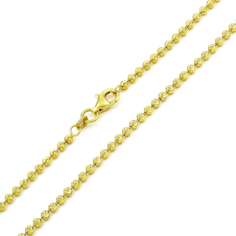 2.5mm moon-cut chain in 925 sterling silver, gold plated, made in Italy