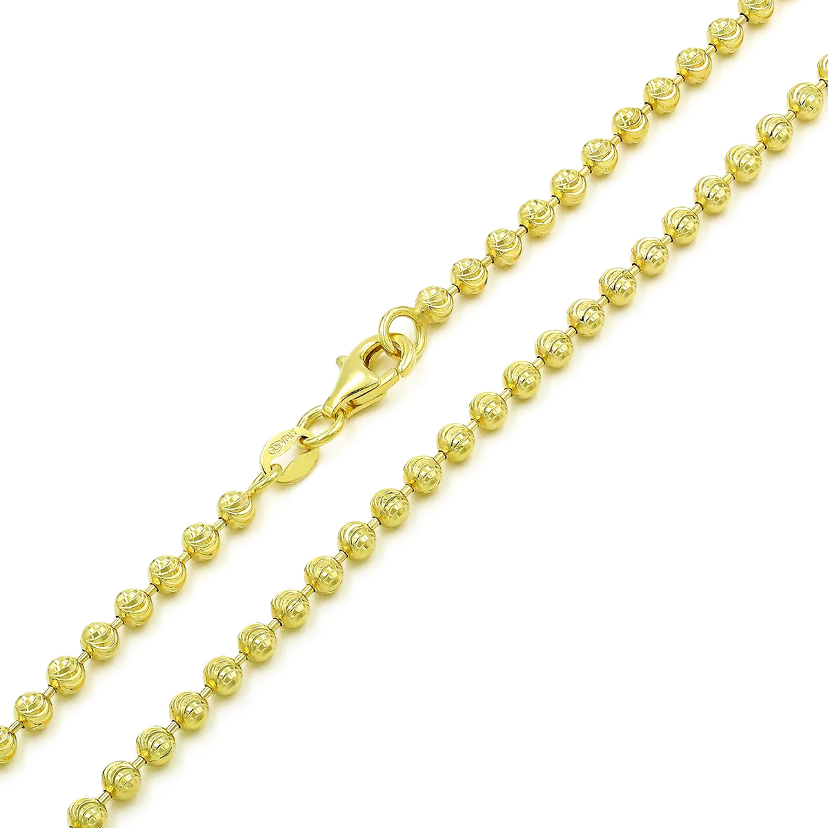 3mm moon-cut chain in 925 sterling silver, gold plated, made in Italy