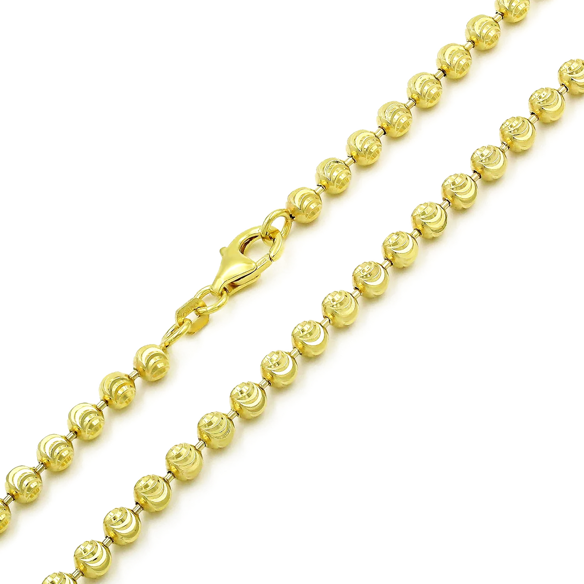 4mm moon-cut chain in 925 sterling silver, gold plated, made in Italy