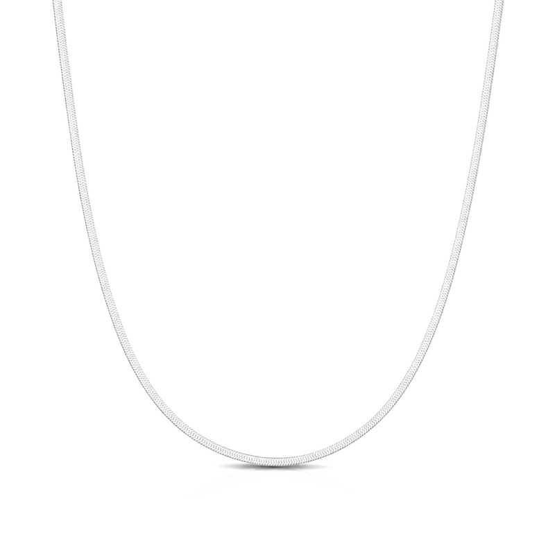2.2mm herringbone chain in 925 sterling silver, polished finish, made in Italy