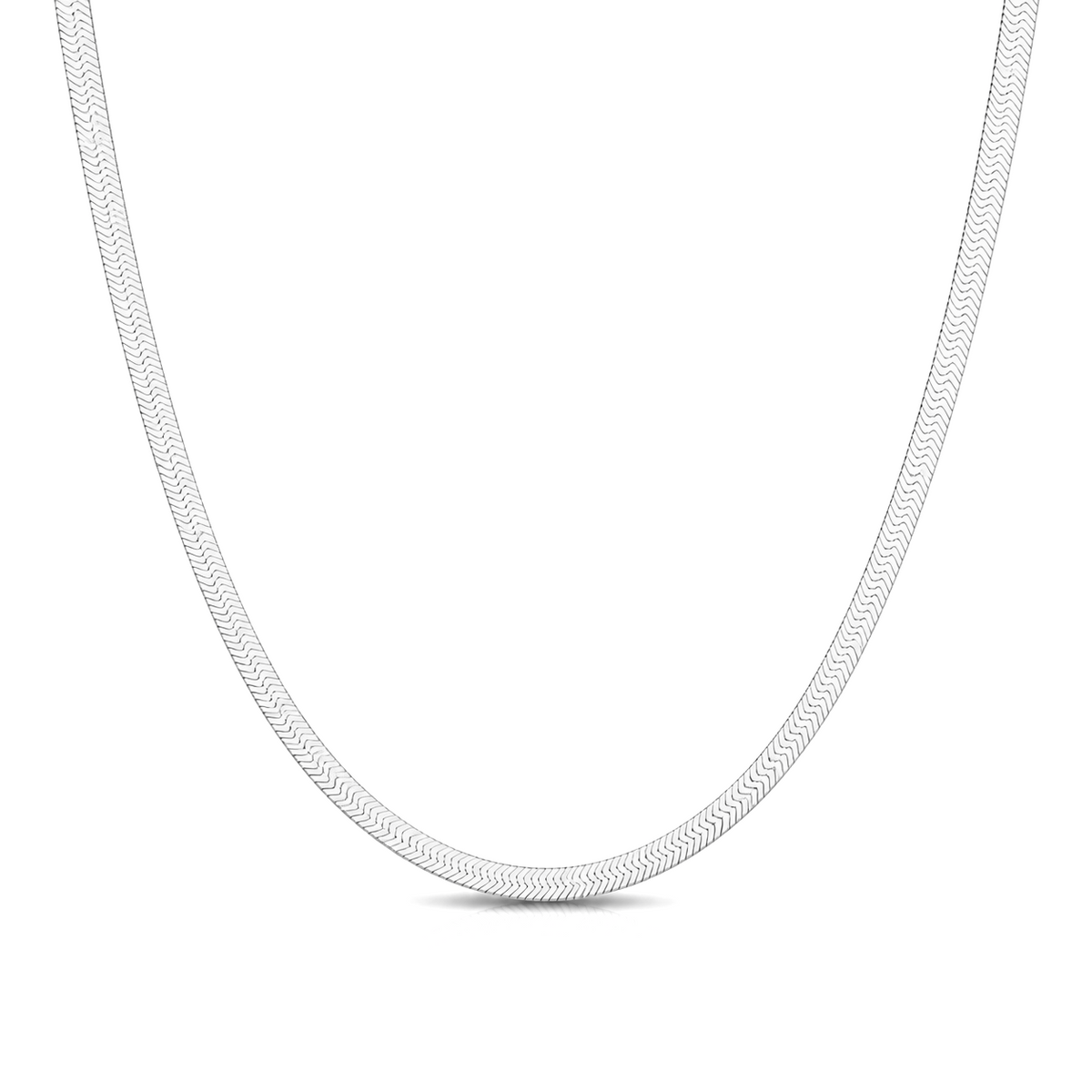 2.7mm herringbone chain in 925 sterling silver, polished finish, made in Italy