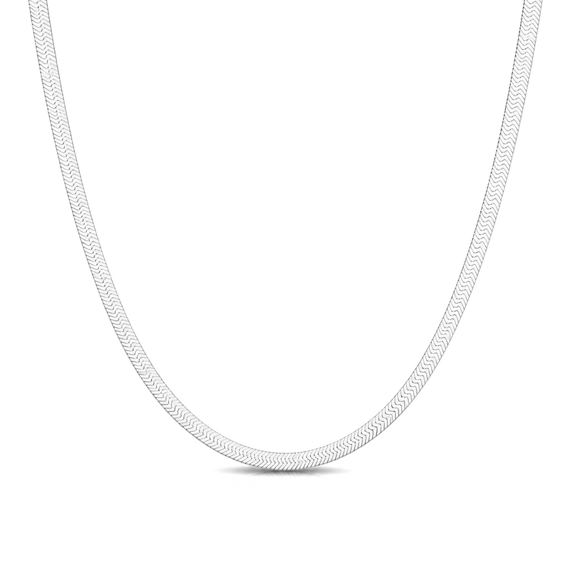 2.7mm herringbone chain in 925 sterling silver, polished finish, made in Italy