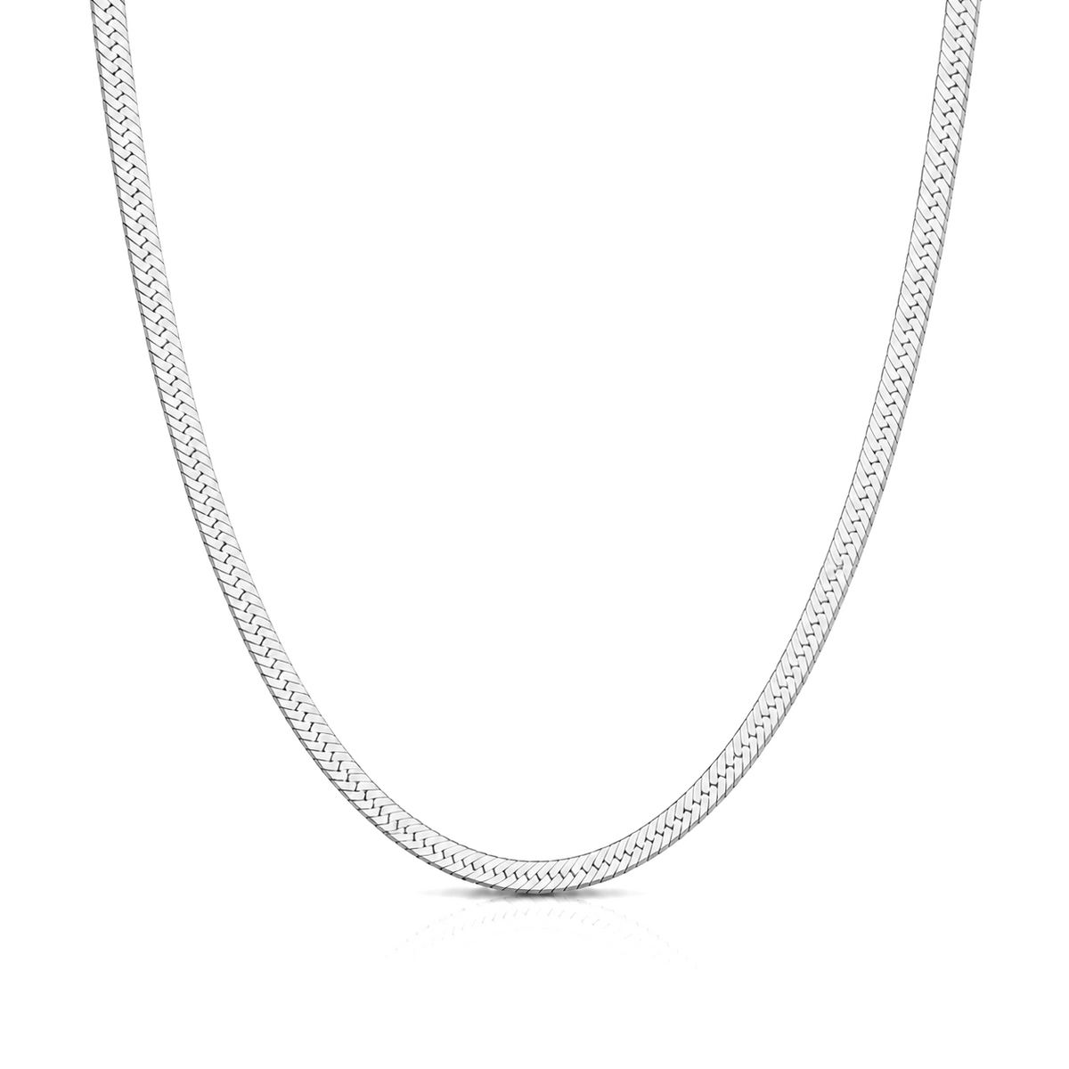 3.2mm herringbone chain in 925 sterling silver, polished finish, made in Italy