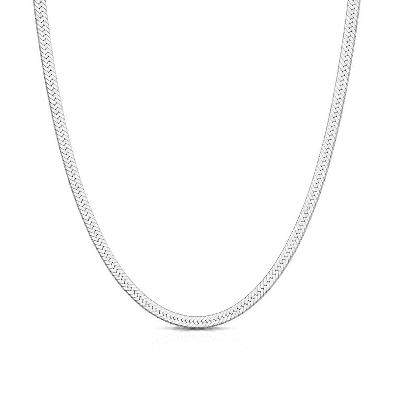 3.2mm herringbone chain in 925 sterling silver, polished finish, made in Italy