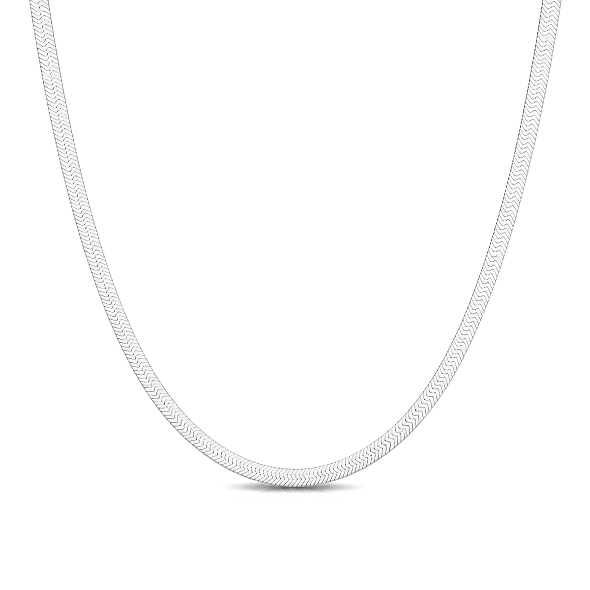 4.5mm herringbone chain in 925 sterling silver, polished finish, made in Italy