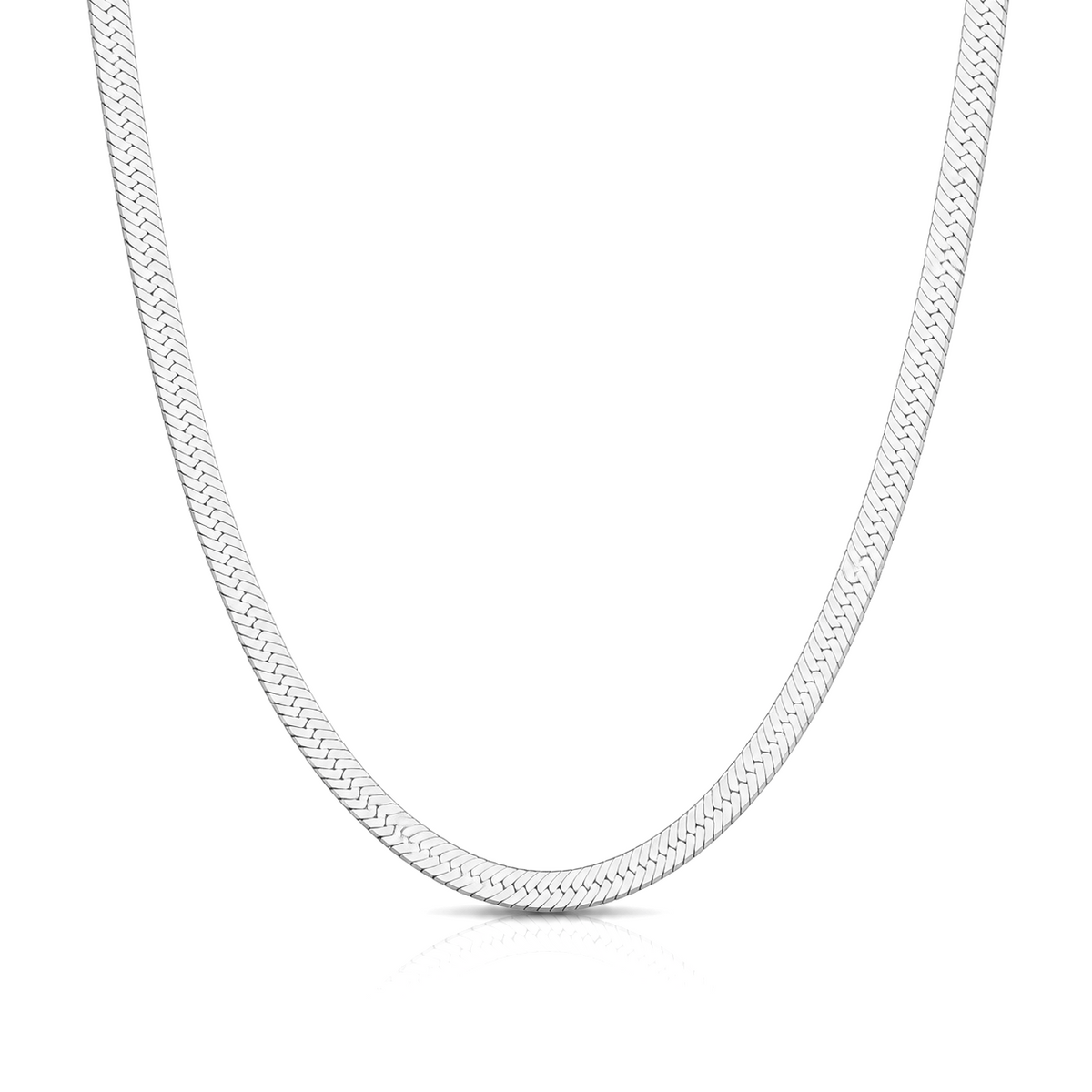 5.3mm herringbone chain in 925 sterling silver, polished finish, made in Italy