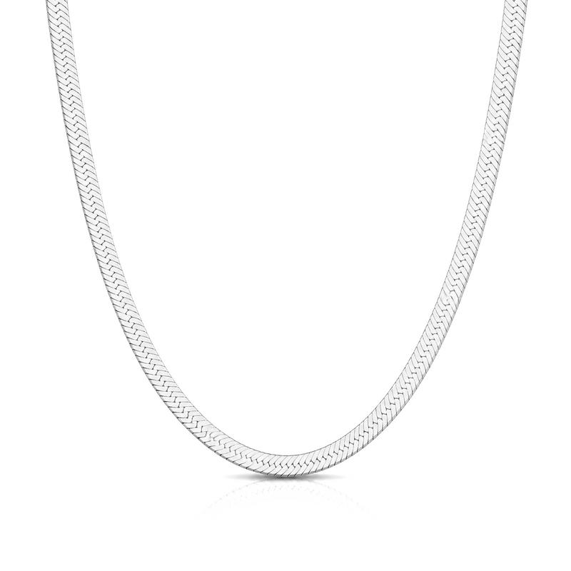 5.3mm herringbone chain in 925 sterling silver, polished finish, made in Italy