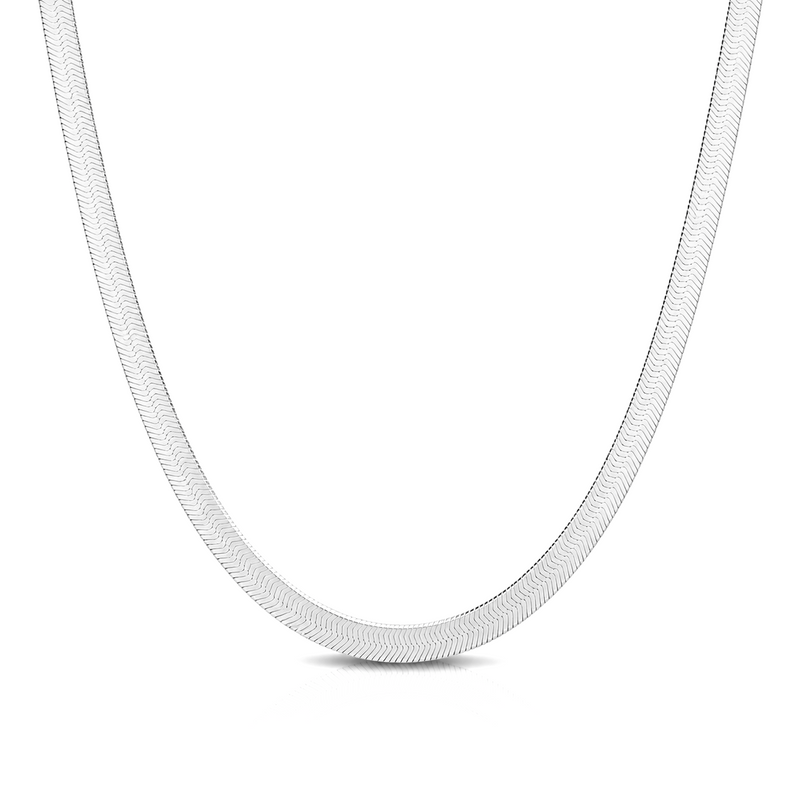 6.7mm herringbone chain in 925 sterling silver, polished finish, made in Italy