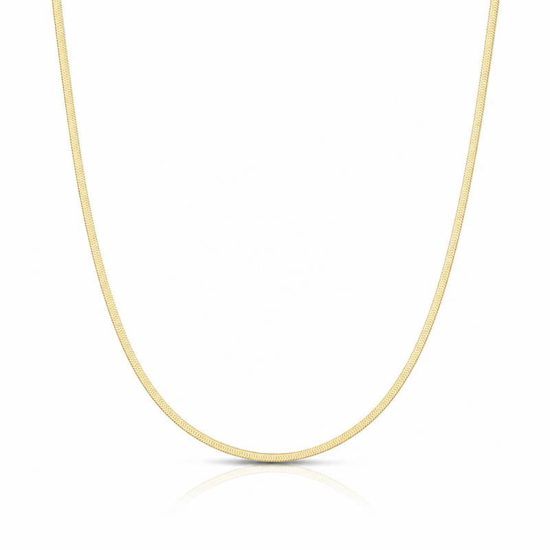 2.2mm herringbone chain in 925 sterling silver, gold plated, made in Italy
