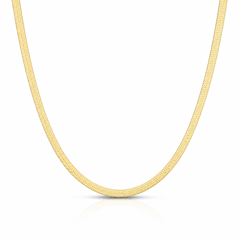 2.7mm herringbone chain in 925 sterling silver, gold plated, made in Italy