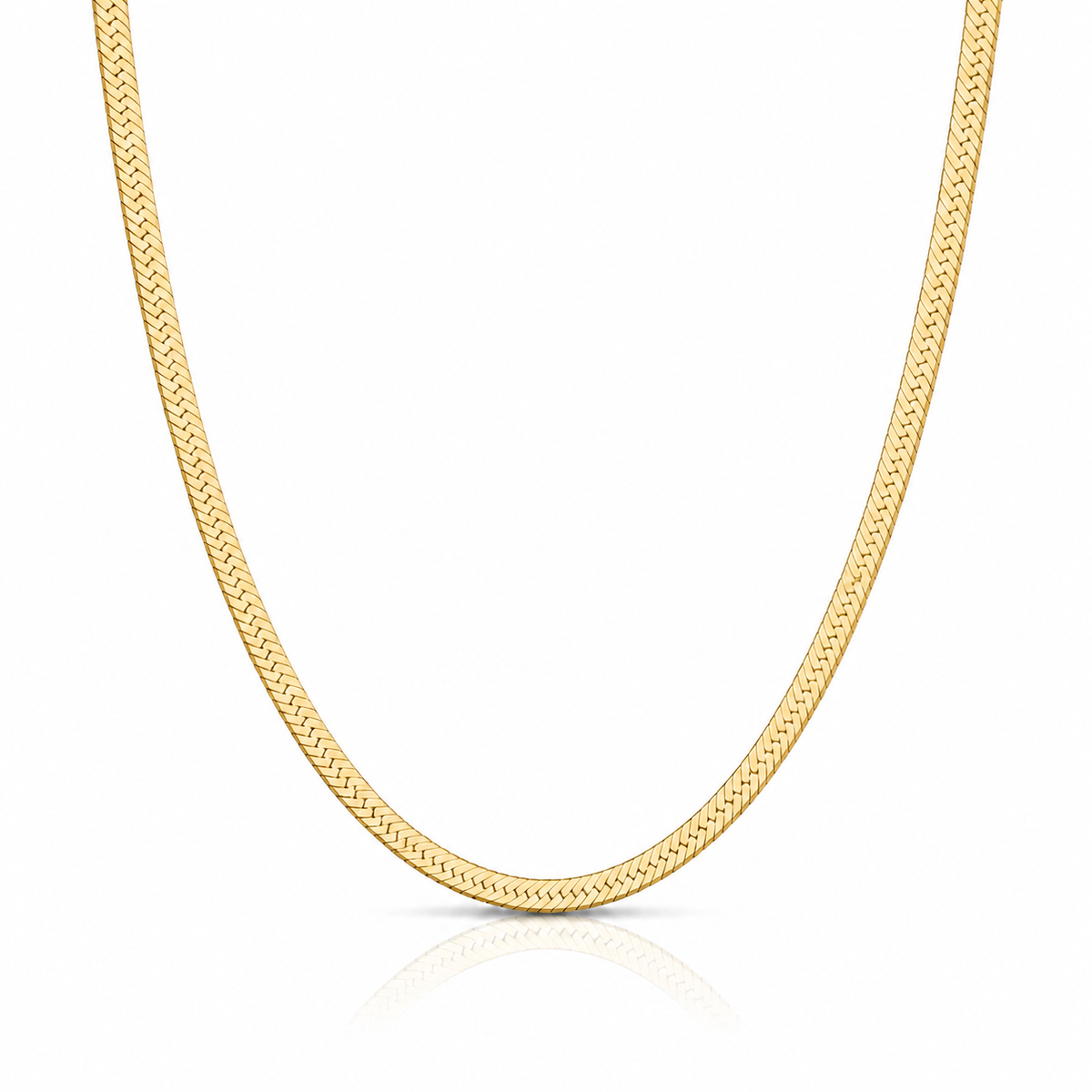 3.2mm herringbone chain in 925 sterling silver, gold plated, made in Italy