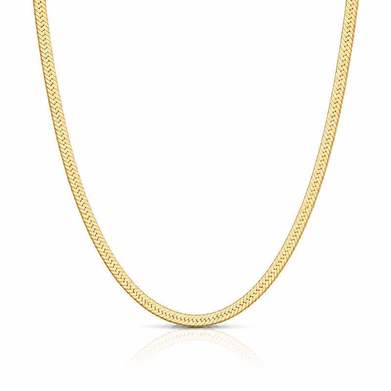 3.2mm herringbone chain in 925 sterling silver, gold plated, made in Italy