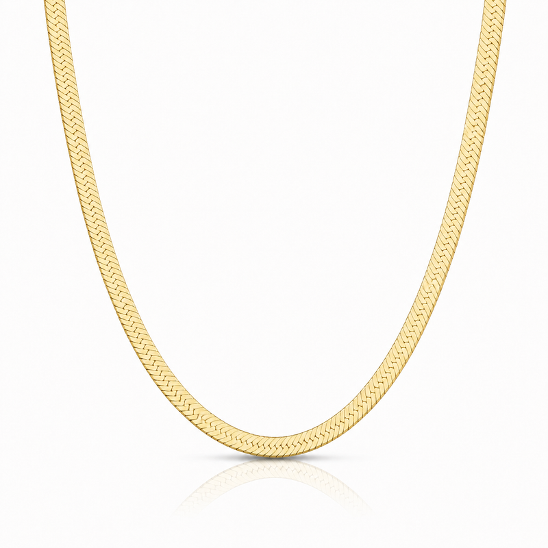5.3mm herringbone chain in 925 sterling silver, gold plated, made in Italy