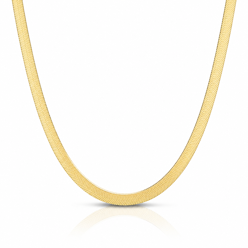 6.7mm herringbone chain in 925 sterling silver, gold plated, made in Italy