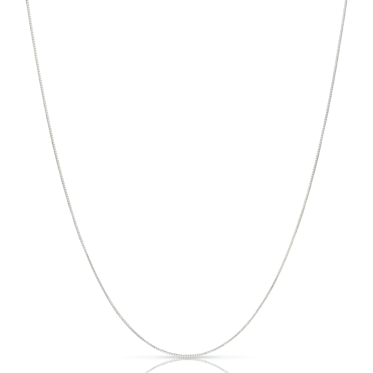 0.9mm box chain in 925 sterling silver, polished finish, made in Italy