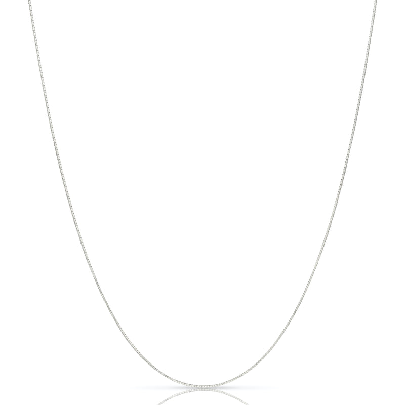 0.9mm box chain in 925 sterling silver, polished finish, made in Italy