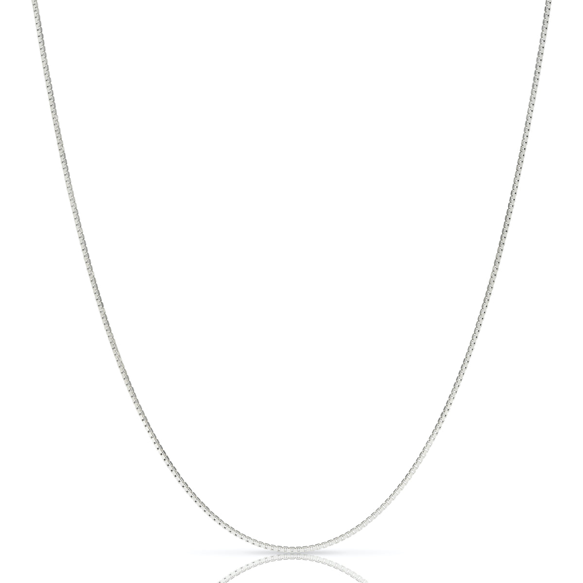 1.2mm box chain in 925 sterling silver, polished finish, made in Italy