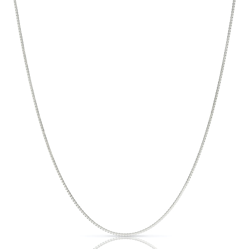 1.2mm box chain in 925 sterling silver, polished finish, made in Italy