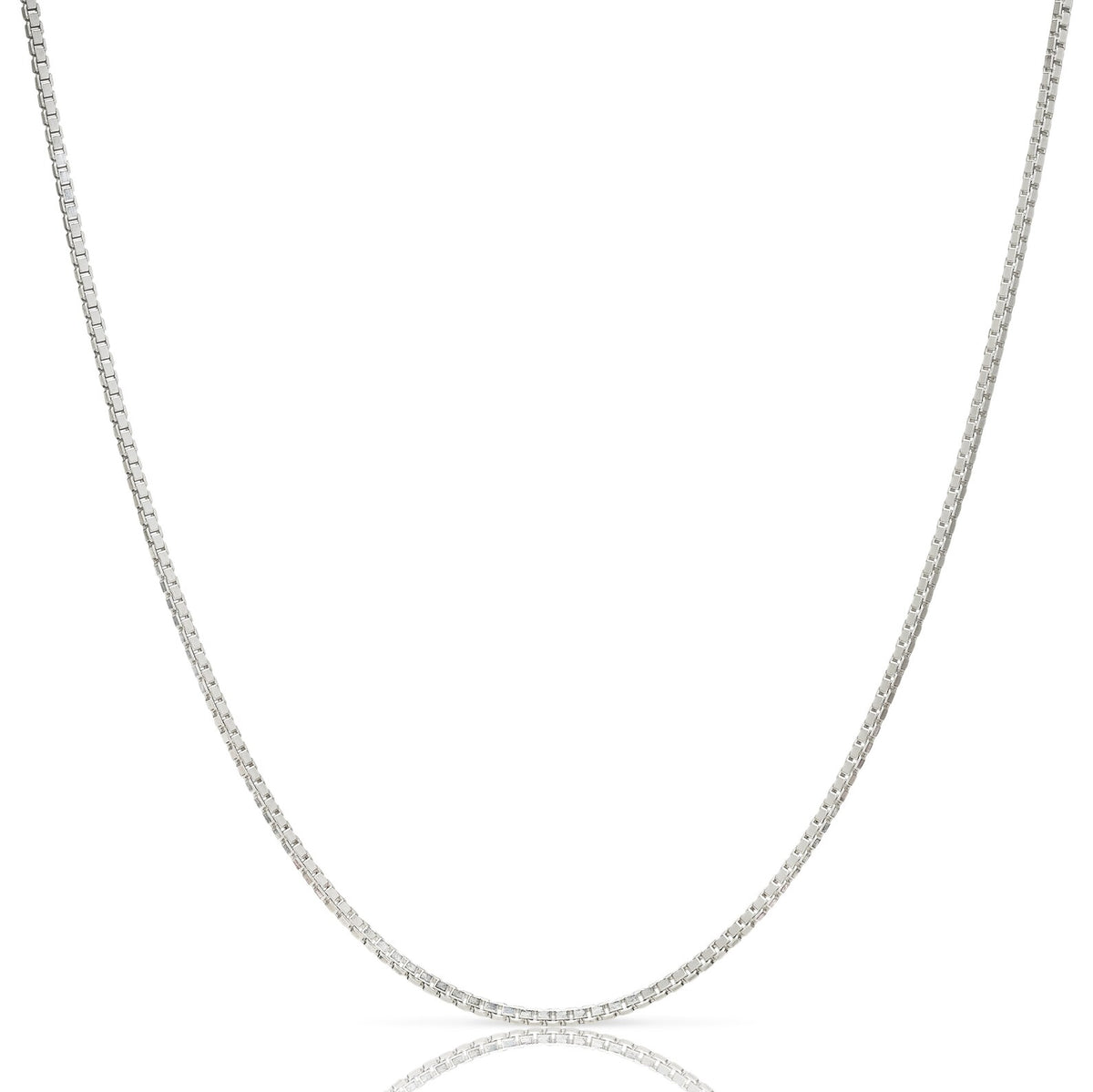2mm box chain in 925 sterling silver, polished finish, made in Italy