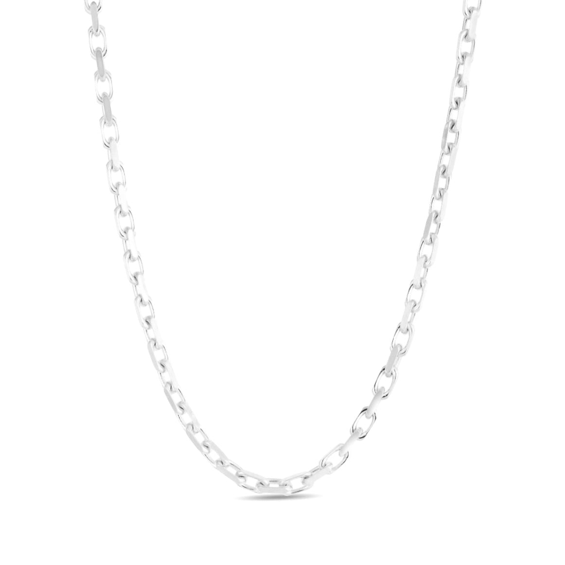 3.8mm anchor chain in 925 sterling silver, polished finish, made in Italy