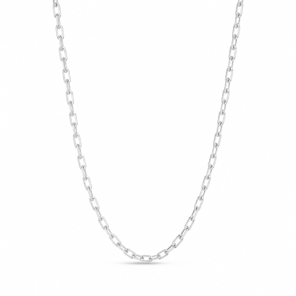 3.2mm anchor chain in 925 sterling silver, rhodium plated, made in Italy