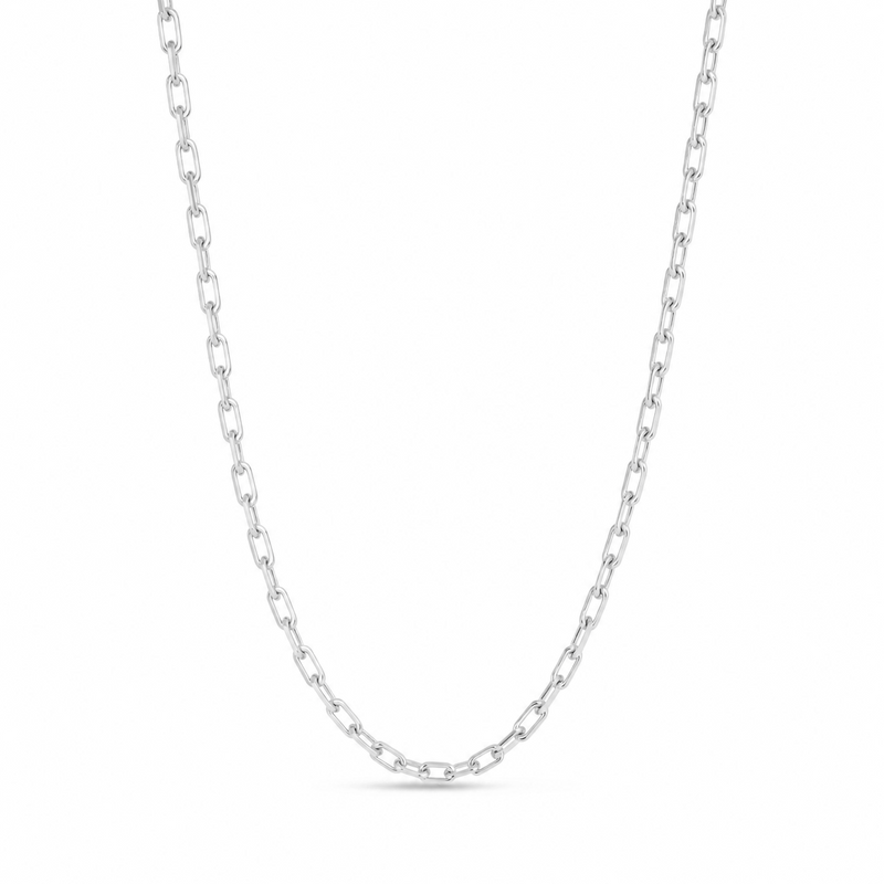 3.2mm anchor chain in 925 sterling silver, rhodium plated, made in Italy