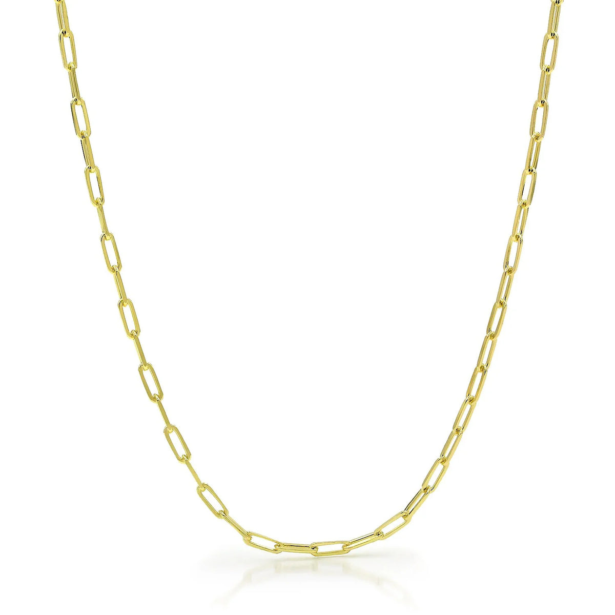 3mm paperclip chain in 925 sterling silver, gold plated, made in Italy