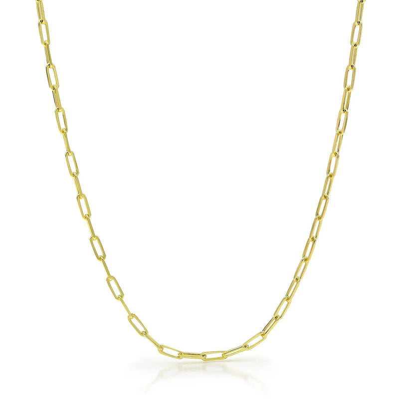3mm paperclip chain in 925 sterling silver, gold plated, made in Italy