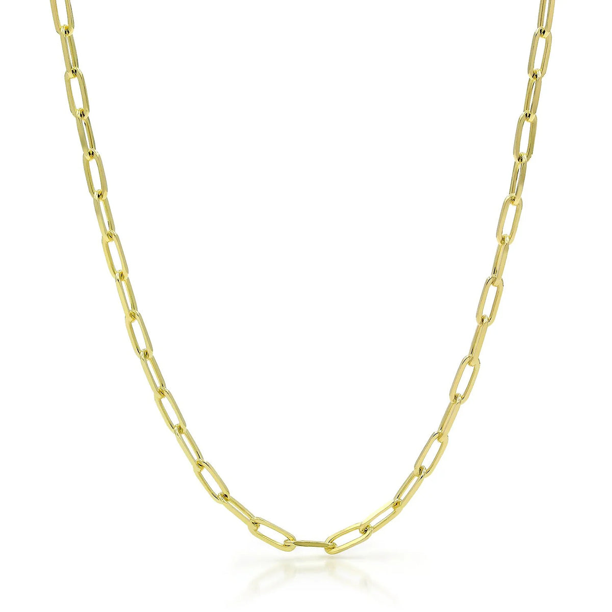 4mm paperclip chain in 925 sterling silver, gold plated, made in Italy