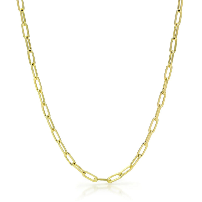 4mm paperclip chain in 925 sterling silver, gold plated, made in Italy