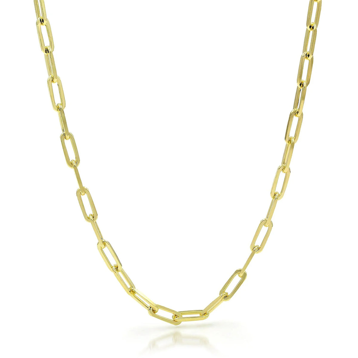 4.5mm paperclip chain in 925 sterling silver, gold plated, made in Italy