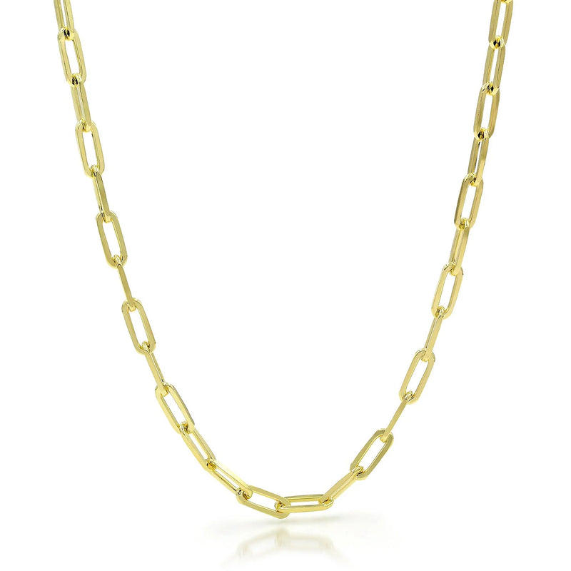 4.5mm paperclip chain in 925 sterling silver, gold plated, made in Italy