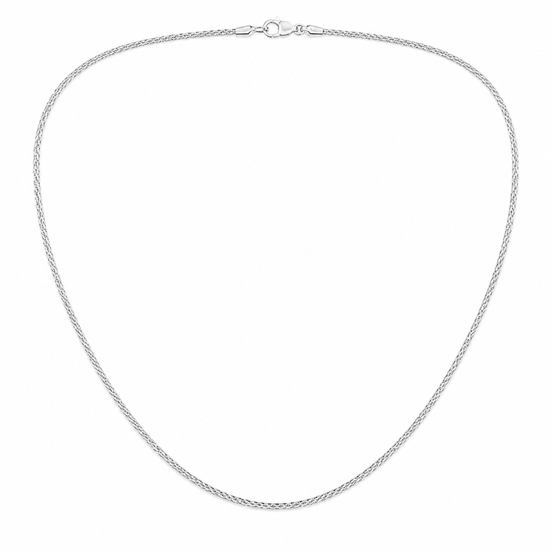 1mm wheat chain in 925 sterling silver, polished finish, made in Italy