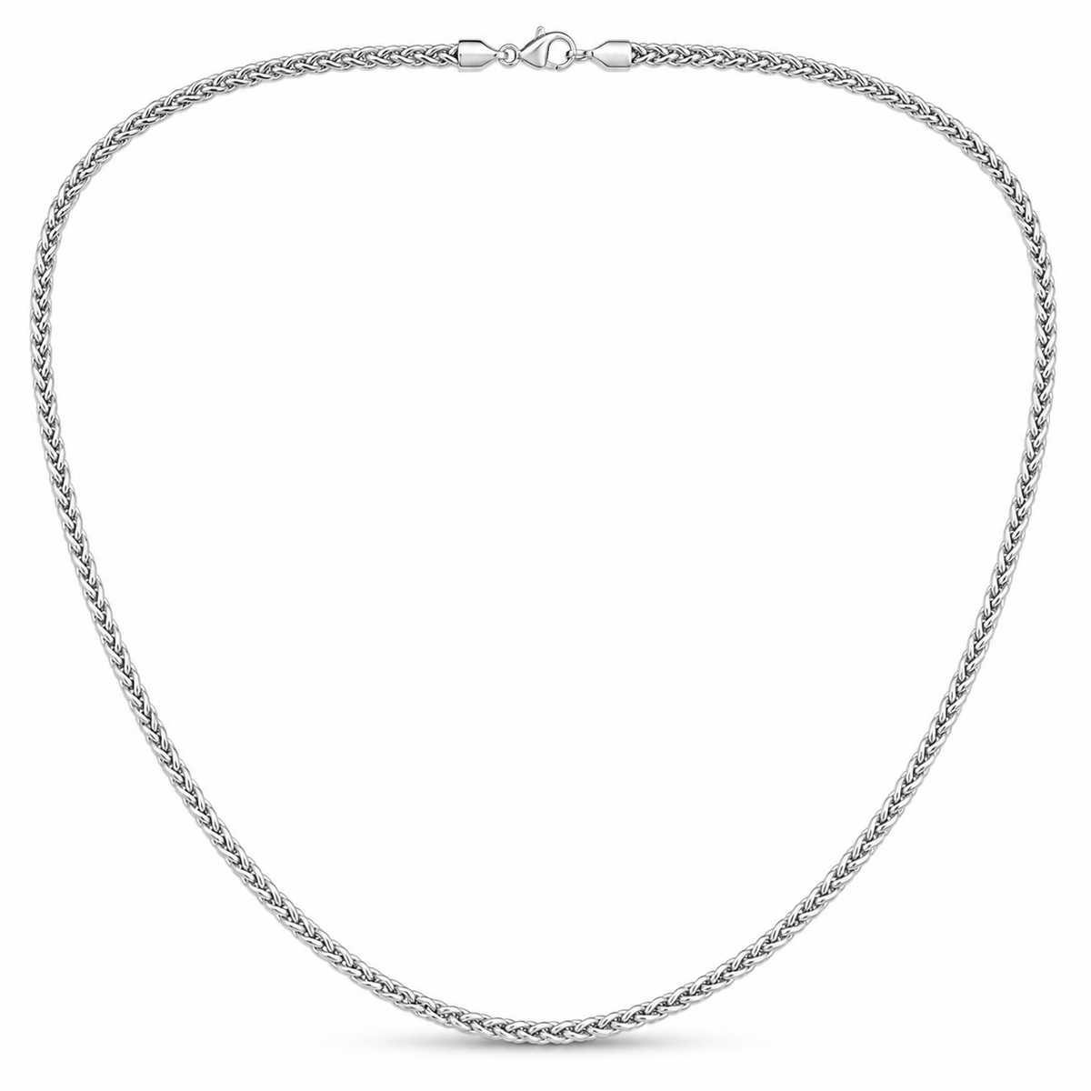 2mm wheat chain in 925 sterling silver, polished finish, made in Italy