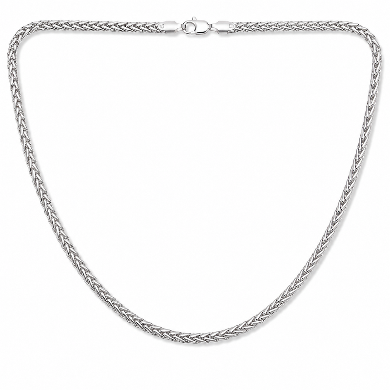3mm wheat chain in 925 sterling silver, polished finish, made in Italy
