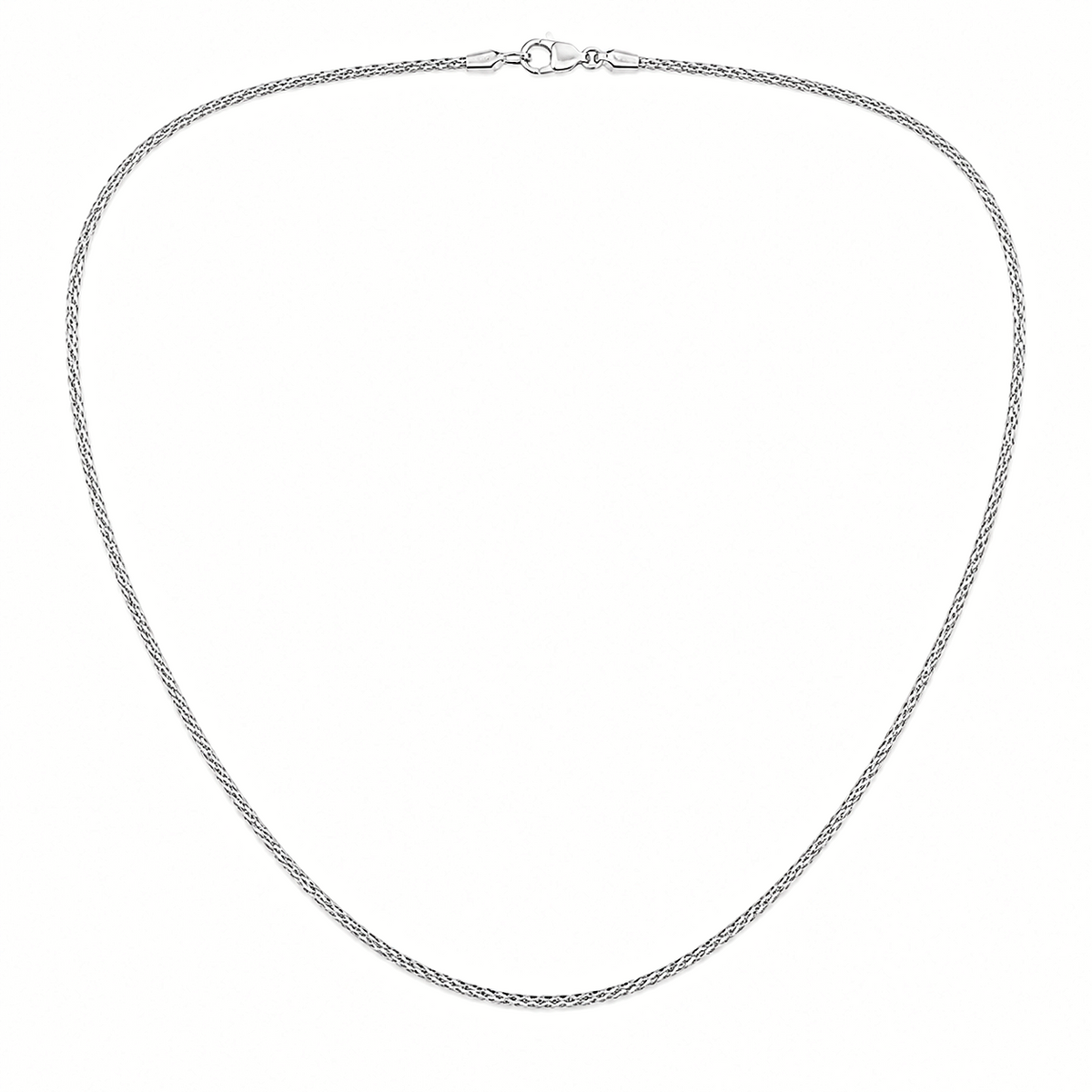 1mm wheat chain in 925 sterling silver, rhodium plated, made in Italy