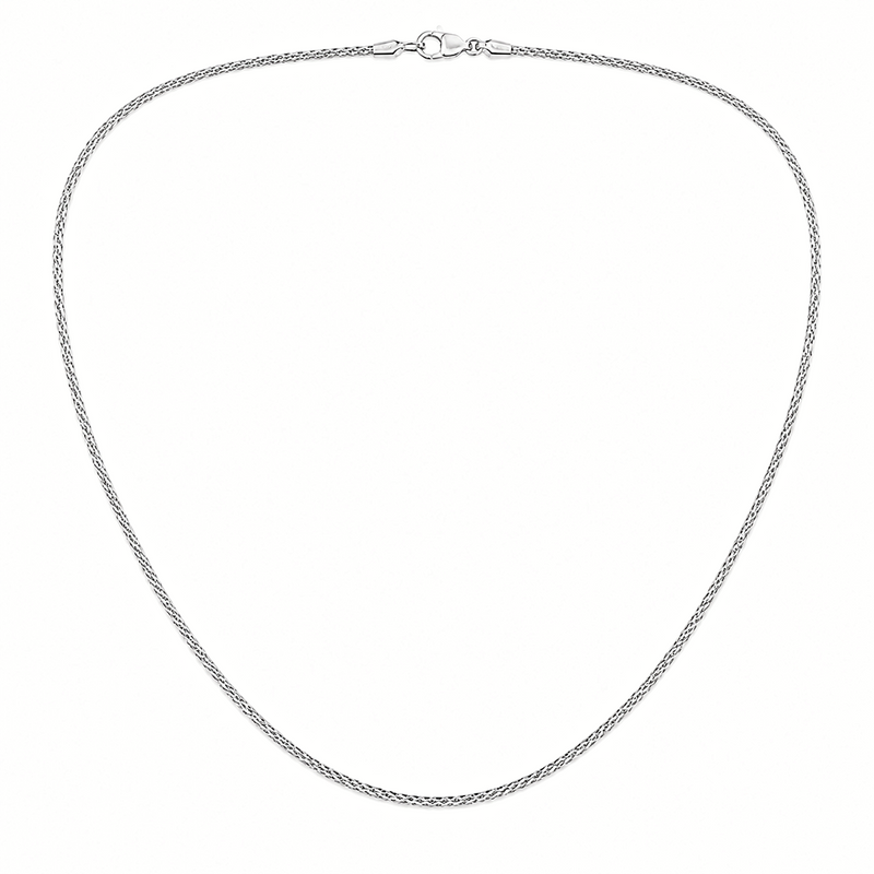 1mm wheat chain in 925 sterling silver, rhodium plated, made in Italy