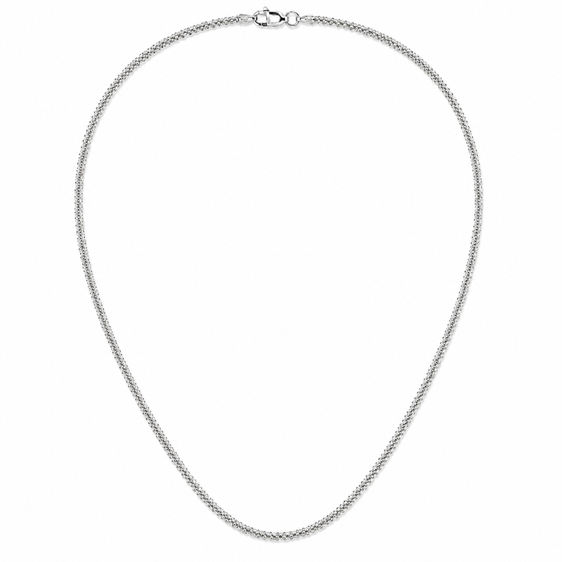 2mm Roc chain in 925 sterling silver, rhodium plated, made in Italy
