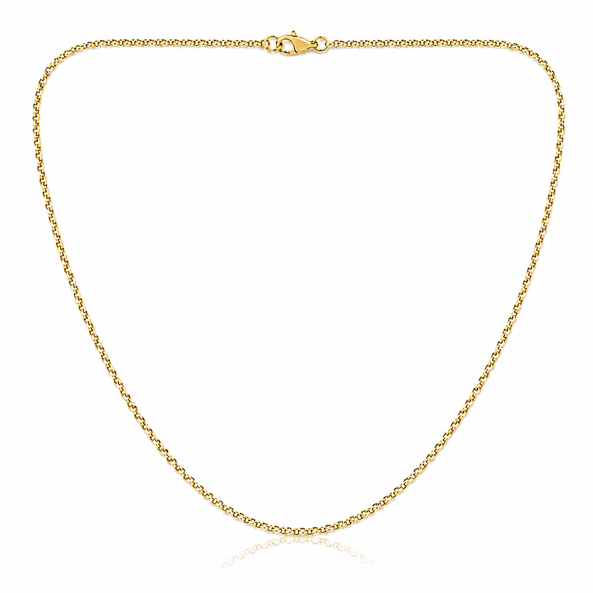 1.2mm cable chain in 925 sterling silver, gold plated, made in Italy