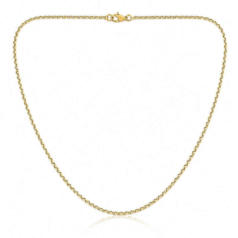 1.2mm cable chain in 925 sterling silver, gold plated, made in Italy