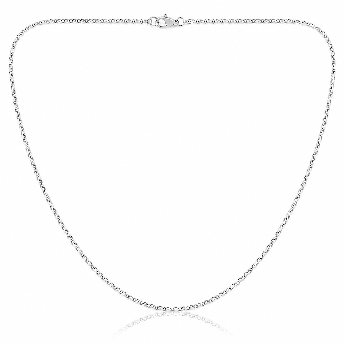 1.2mm cable chain in 925 sterling silver, rhodium plated, made in Italy