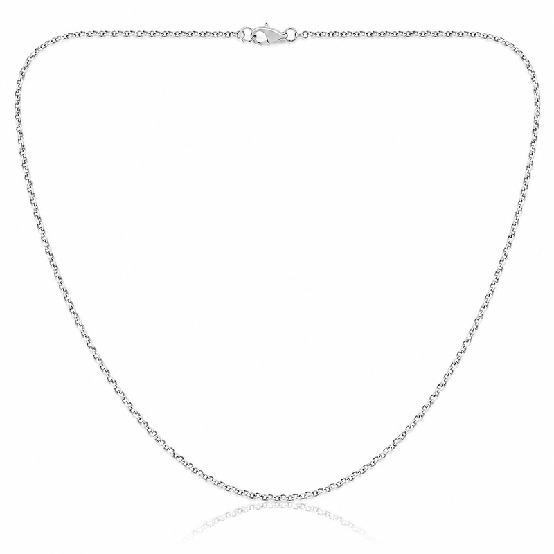 1.2mm cable chain in 925 sterling silver, rhodium plated, made in Italy