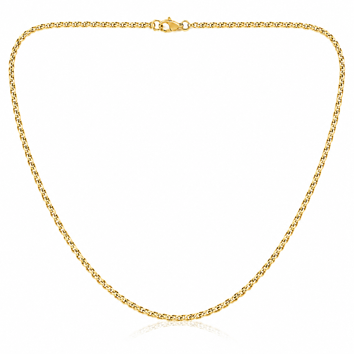 1.4mm cable chain in 925 sterling silver, gold plated, made in Italy