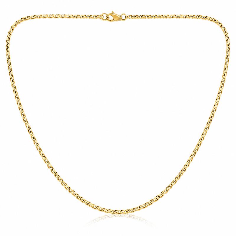 1.4mm cable chain in 925 sterling silver, gold plated, made in Italy