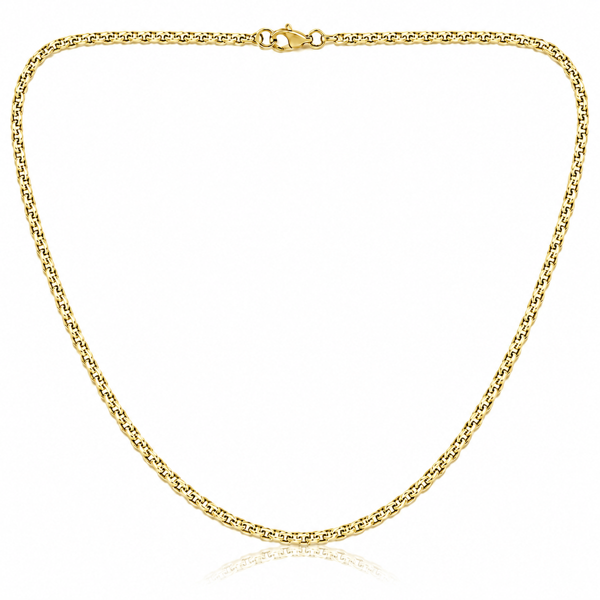 1.7mm cable chain in 925 sterling silver, gold plated, made in Italy