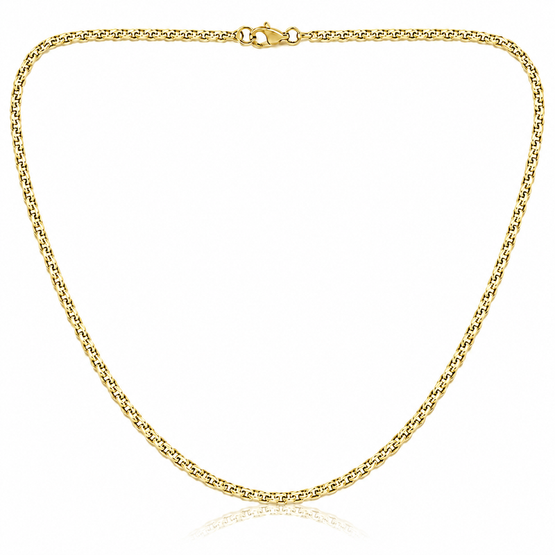 1.7mm cable chain in 925 sterling silver, gold plated, made in Italy