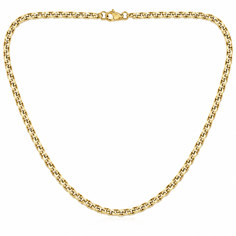2.0mm cable chain in 925 sterling silver, gold plated, made in Italy